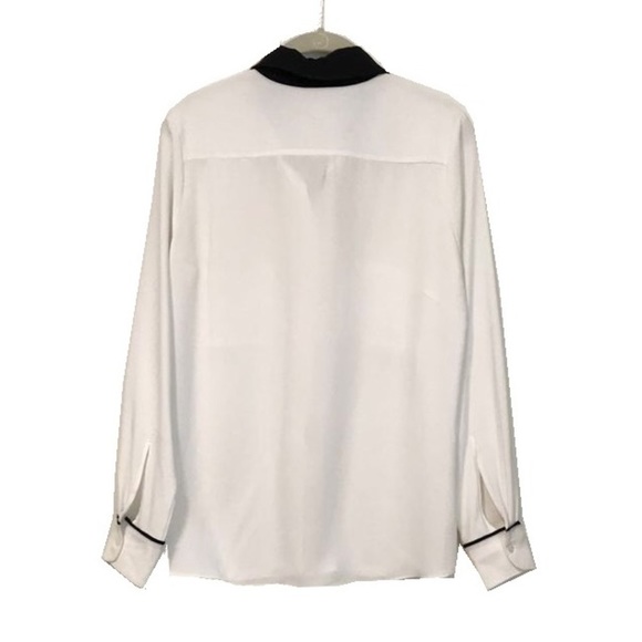 Off White Shirt Blouse with Black Trimming NWOT - Size S - Picture 2 of 4
